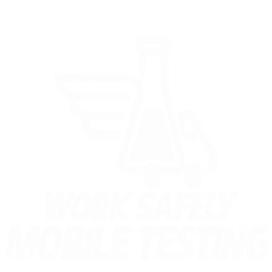 Work Safely Mobile Testing logo, white version